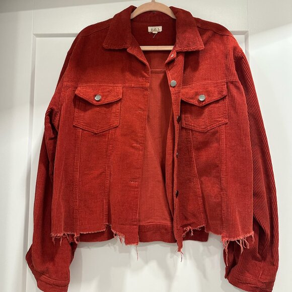 POL Jackets & Blazers - POL Corduroy Jacket - Lightly distressed bottom - orange red color - size Large